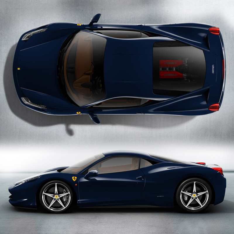 Голубая Ferrari 458 Italia