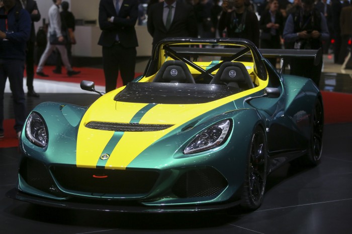 A Lotus Elise 3-11 automobile, produced by Group Lotus Plc, a luxury unit of Proton Holdings Bhd., sits on display on the first day of the 86th Geneva International Motor Show in Geneva, Switzerland, on Tuesday, March 1, 2016. The show opens to the public on March 3, and will showcase the latest models from the world's top automakers. Photographer: Chris Ratcliffe/Bloomberg