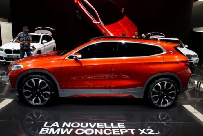 The new BMW X2 concept car is displayed on media day at the Paris motor show, in Paris