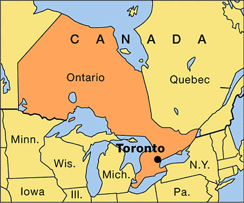 Toronto On A Canada Map - Map of world