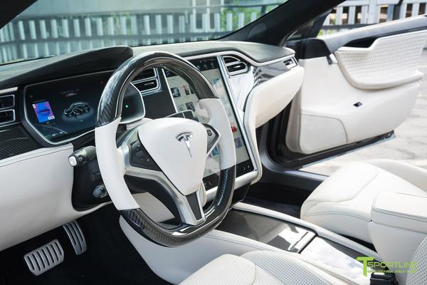 Black Tesla Model S Custom Interior Bentley Linen Gloss