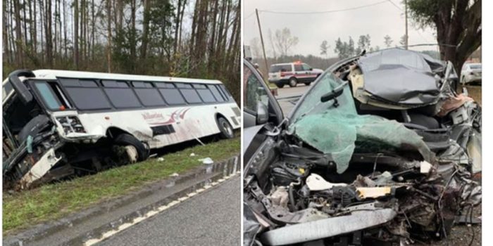 car and bus accident near Georgetown County elementary school.