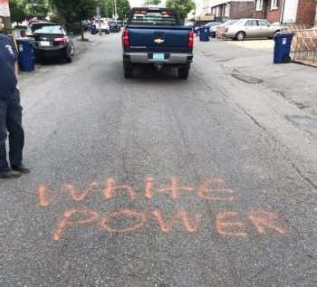 Revere street vandalism as "White Power"