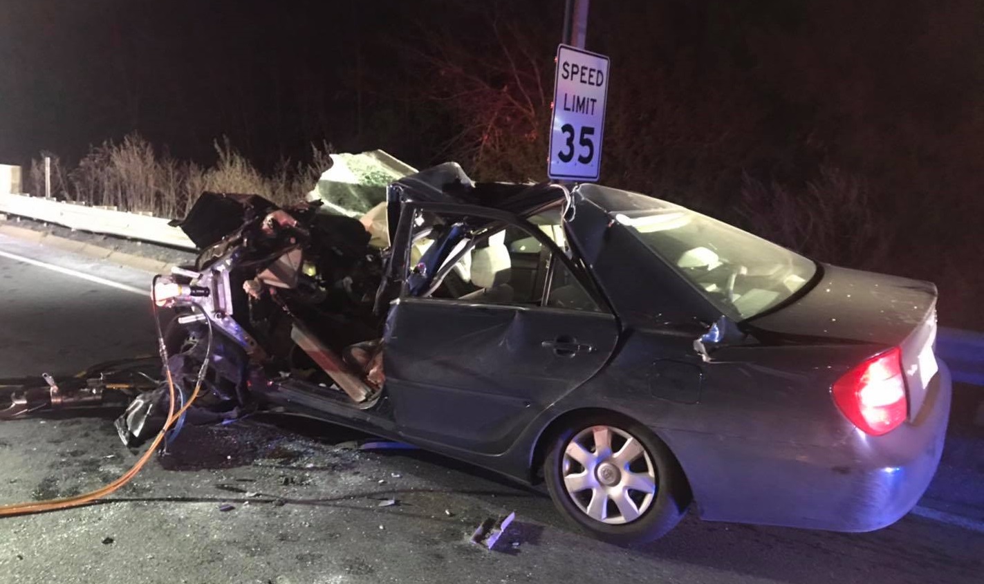 car crashes with tractor-trailer in Massachusetts